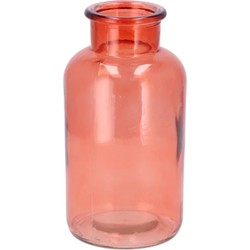 DK Design Bloemenvaas melkbus fles - helder glas koraalroze - D10 x H20 cm - Vazen