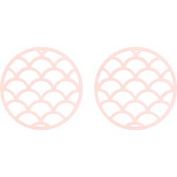Krumble Siliconen pannenonderzetter rond met schubben patroon - Roze - Set van 2