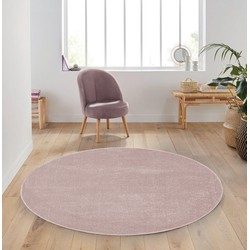 Rond Mono vloerkleed - Effen Modern - Roze - Ø 200cm