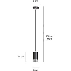 Karlstad hanglamp zwart en chroom cilinder GU10