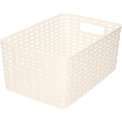 Plasticforte Opbergmand - Kastmand - rotan kunststof - wit - 6 Liter - 19 x 29 x 13 cm - Opbergmanden