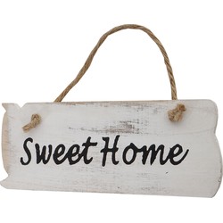 Cosmo Casa Wandbord Sweet Home - Decoratief - Houten Bord - Shabby Look - Wit - 10x25x1cm