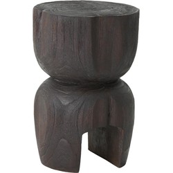 MUST Living Side table Amber Brown,45xØ30 cm, brown recycled teakwood with natural cracks