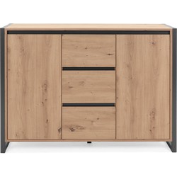 Dressoir met 2 Deuren en 3 Laden - L120 cm - Industriële stijl - Denver.