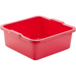 Set van 2x stuks kunststof teiltje/afwasbak vierkant 11 liter rood - Afwasbak