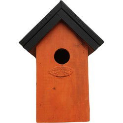 Houten vogelhuisje/nestkastje 22 cm - zwart/oranje Dhz schilderen pakket - Vogelhuisjes