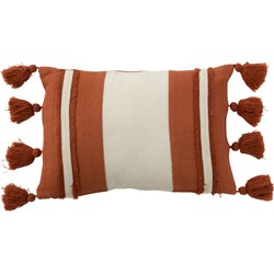 D- J-line - Kussen Streep+kwast Textiel Terracotta - 30x45x10cm