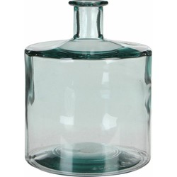 Mica Decorations Guan Fles Vaas - H26 x B21 cm - Gerecycled Glas - Transparant - Vazen