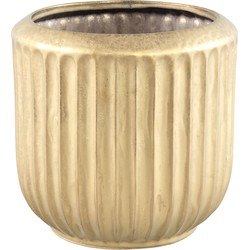 PTMD Harris Gold ceramic round pot low with lines L