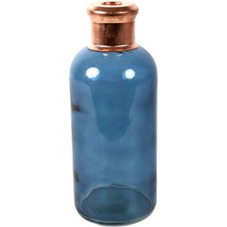 Countryfield Bloemenvaas Firm Bottle - transparant blauw/koper - glas - D11 x H27 cm - Vazen