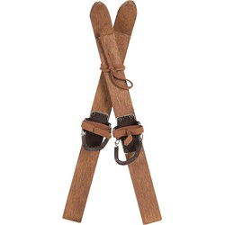Clayre & Eef Decoratie Ski's 11x4x28 cm Bruin Hout Metaal
