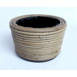 Drypot rotan streep d24h14cm