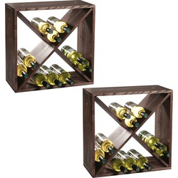 2x Houten wijnflesrek/wijnrekken staand voor 48 flessen 25 x 50 x 50 cm - Wijnrekken