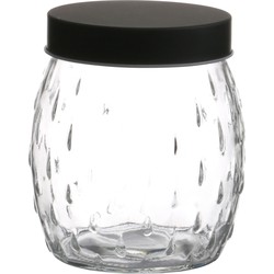 Urban Living Voorraadpot/bewaarpot Mora - 1.2L - glas - zwart - D13 x H15 cm - Voorraadpot