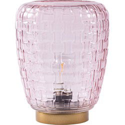PTMD Tina Ronde Tafellamp - H18 x Ø15,5 cm - LED - Glas - Roze