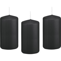 10x Kaarsen zwart 6 x 12 cm 40 branduren sfeerkaarsen - Stompkaarsen