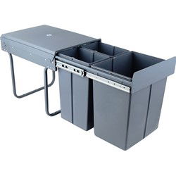 4cookz® Inbouw Prullenbak 3 bakken Afvalscheiding - 40 liter - 34 cm breed