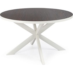 Stalux Ronde eettafel 'Daan' 135cm, kleur wit / bruin hout