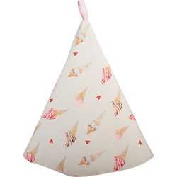 Clayre & Eef Theedoek  Ø 80 cm Beige Roze Katoen Rond Ijsjes Keukenhanddoek