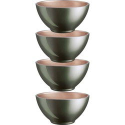 Luminarc Kommetjes/schaaltjes voor dessert/ontbijt - 4x - Glas - D13 x 6 cm - donkergroen - Kommetjes
