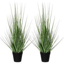 2x stuks mica Decorations - gras kunstplant - groen - H53 x D30 cm - Kunstplanten