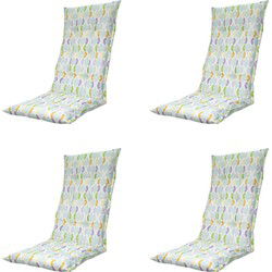 Madison -  Tuinstoelkussen Hoge Rug Trivia mint - Ca. 123x50 cm - Set van 4