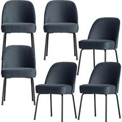 BePureHome Vogue Eetkamerstoelen - Fluweel - Teal - Set van 6
