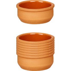 Set 12x tapas/creme brulee serveer schaaltjes terracotta/bruin 8x4 cm - Snack en tapasschalen