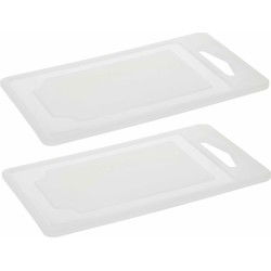 Excellent Houseware snijplank - 2x - wit - kunststof - 25 x 15 cm - Snijplanken