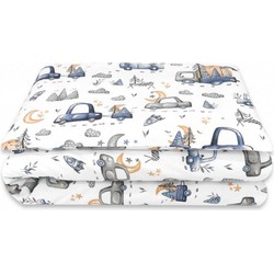 Dekbedset met Print Cars Blauw 135x100 cm + Kussen 40x60 cm