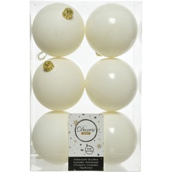 Decoris Kerstballen - 6x st - wol wit - 8 cm - kunststof - Kerstbal