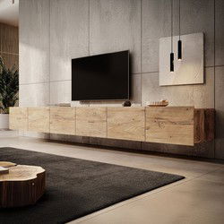Meubella - TV-Meubel Calabas - Kastanje - 300 cm