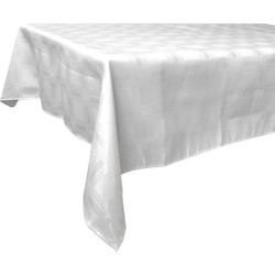 Wit damast tafelkleed/tafellaken van stof 130 x 180 cm - Tafellakens