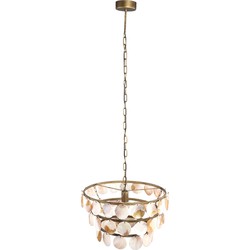 PTMD Jalinn Gold metal hanging lamp pearl shells round