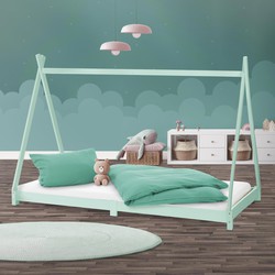 Kinderbed Tipi met lattenbodem 90x200 cm Mint gemaakt van hout ML-Design