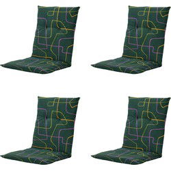 Madison -  Tuinstoelkussen Lage Rug Joah green - Ca. 105x50 cm - Set van 4