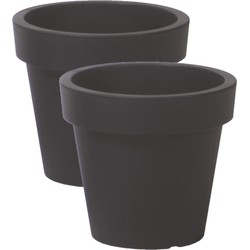 2x stuks basic plantenpot/bloempot kunststof dia 29 cm/hoogte 27 cm antraciet grijs - Plantenpotten