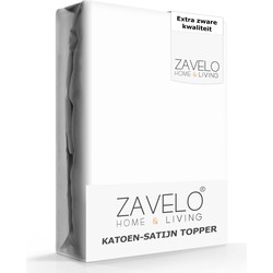Zavelo Deluxe Katoen-Satijn Topper Hoeslaken Wit -2-persoons (140x200 cm)