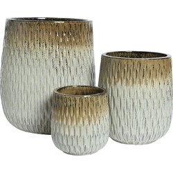 Daniel Planter set van 3 Terracotta Round Willow Leaf Brons