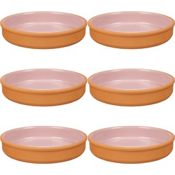 6x stuks tapas/hapjes serveren/oven schaal terracotta/roze 23 x 4 cm - Snack en tapasschalen