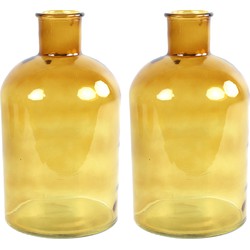 2x Stuks Countryfield Vaas - goudgeel - glas - apotheker fles vorm - D17 x H30 cm - Vazen