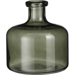 Mica Decorations Regal Fles Vaas - H22 x Ø20 cm - Glas - Groen