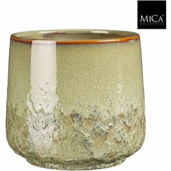 Mica Decorations Bloempot Mylo - 20.5x20.5x19 cm - Keramiek - Licht Groen