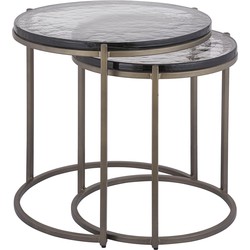 PTMD Youke Brass iron sidetable smoky glass round SV2