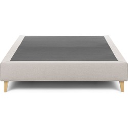 Kave Home - Nikos hoge bedbodem in beige met massief beukenhouten poten voor een matras van 140 x 190