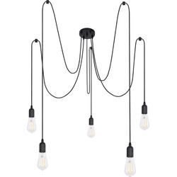 Industriële hanglamp Oliver - L:15cm - E27 - Metaal - Zwart