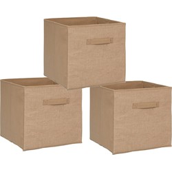 Set van 3x stuks opbergmand/kastmand 29 liter bruin/naturel jute 31 x 31 x 31 cm - Opbergmanden