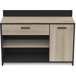 Buffet laag in eikenhouten en zwarte kronberg decor - Aroma, 123 cm