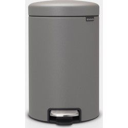 NewIcon Pedaalemmer, 12 liter, kunststof binnenemmer - Mineral Concrete Grey