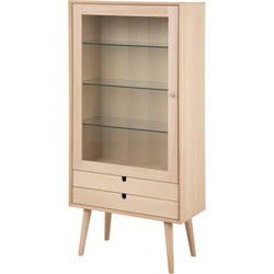 Vitrinekast - Naturel/Glas - 72x36x143cm - Dysta